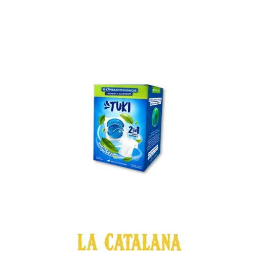 CAPSULAS CON JABON + SUAVIZANTE PARA PARA ROPA TUKI x30u